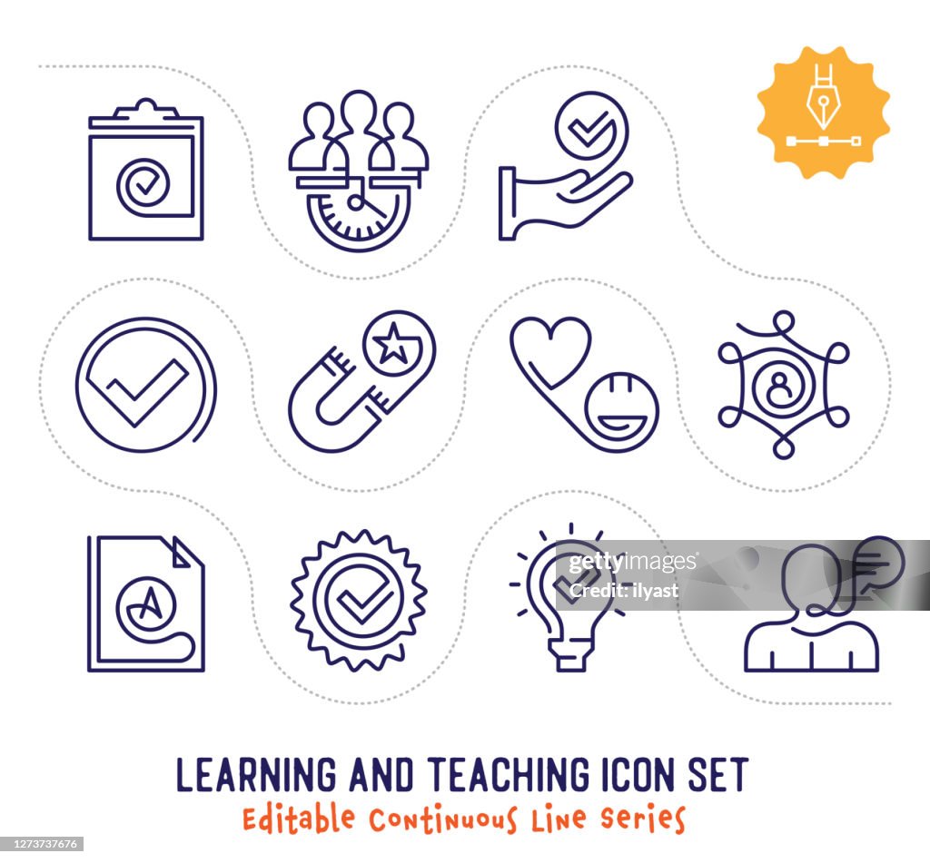 Paquete de iconos de línea continua editable de Aprendizaje y Enseñanza