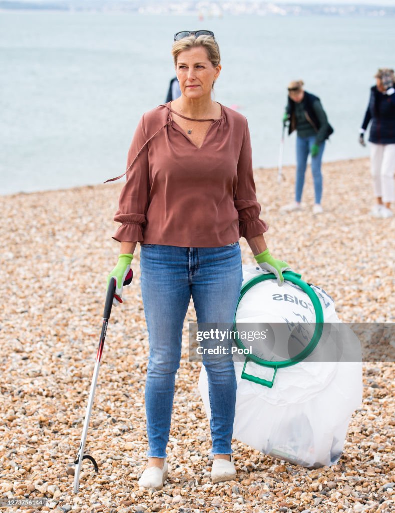 The Earl And Countess Of Wessex Take Part In A Great British Beach Clean