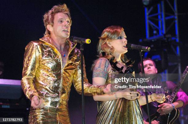 Jake Shears and Ana_Matronic of Scissor Sisters perform during Coachella 2006 at the Empire Polo Fields on April 30, 2006 in Indio, California.