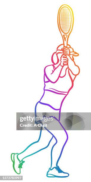 femaletennisplayerbackhand - sun visor stock illustrations