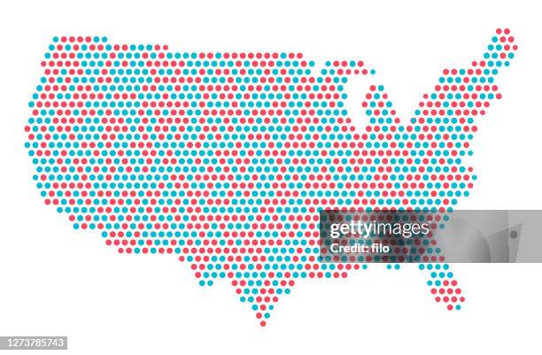 stockillustraties, clipart, cartoons en iconen met verenigde staten bevolking politiek dot map - stembureau