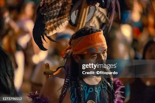 Mixquic Aztec Aztecs Dance In The Day Of The Dead In Mixquic Mexico High-Res Stock ...