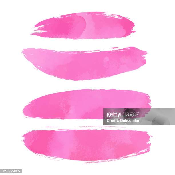 pink brush strokes clip art collection. set of pastel colored paint blots isolated and grouped separately. pink ink patches set.design element for greeting cards and labels, abstract background. - pale pink stock illustrations