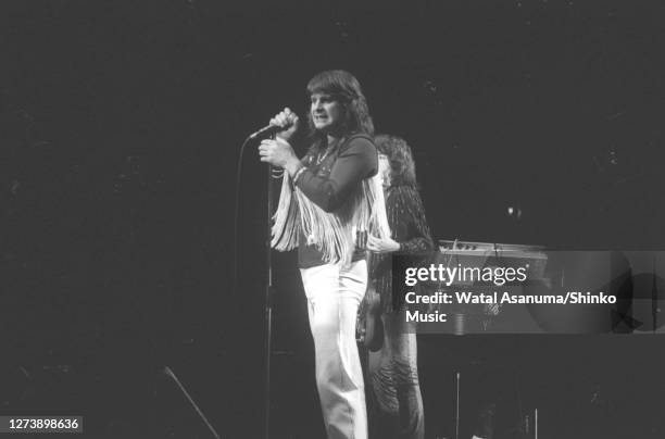 Ozzy Osbourne band performs on stage on the 'Blizzard Of Ozz' tour, United Kingdom, September-October 1980. Ozzy Osbourne , Bob Daisley .