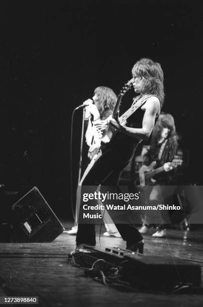 Ozzy Osbourne band performs on stage on the 'Blizzard Of Ozz' tour, United Kingdom, September-October 1980. Ozzy Osbourne , Randy Rhoads , Bob...