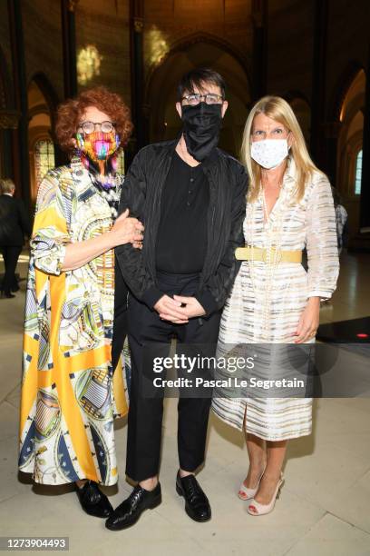 Andréa Ferréol, Franck Sorbier and Dominique de Rabaudy Montoussin attend "Il Medico Della Peste" Franck Sorbier Haute Couture Pieces Uniques AW...