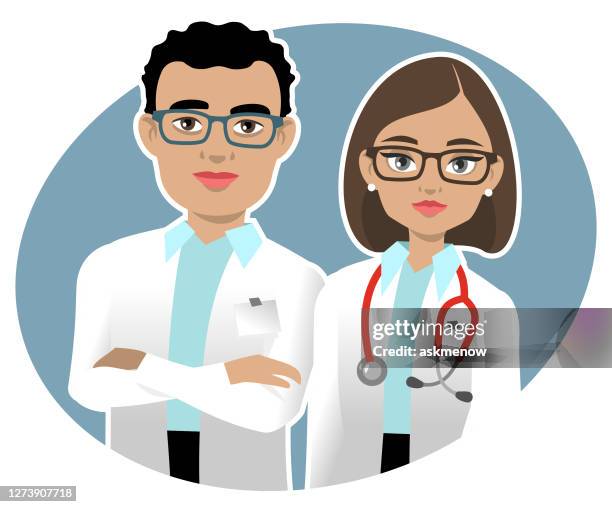 two doctors portrait - two doctors stock illustrations