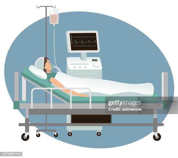 infected woman in a hospital - knocked out stock illustrations