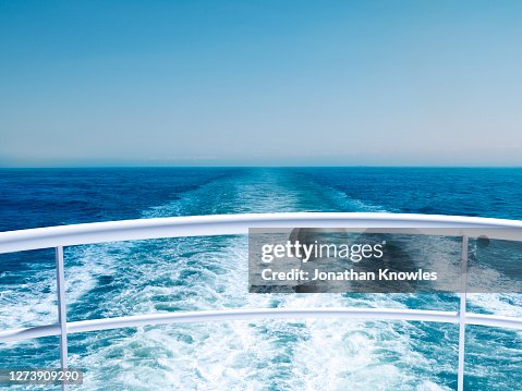View of ocean from cruise ship railing View of ocean from cruise ship railing