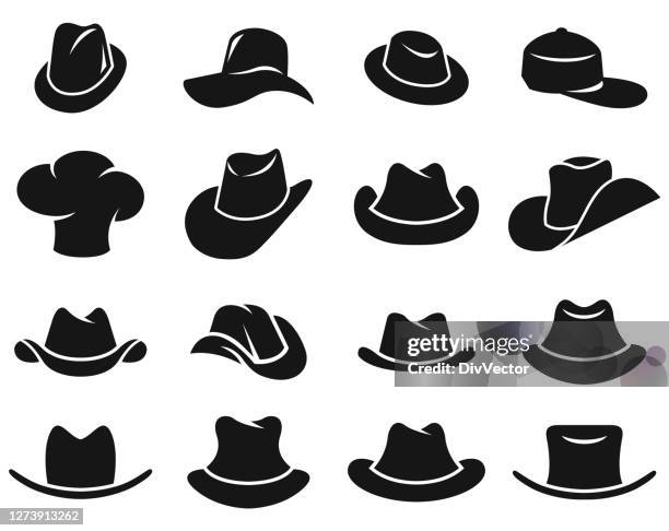 hüte gesetzt - cowboyhut stock-grafiken, -clipart, -cartoons und -symbole