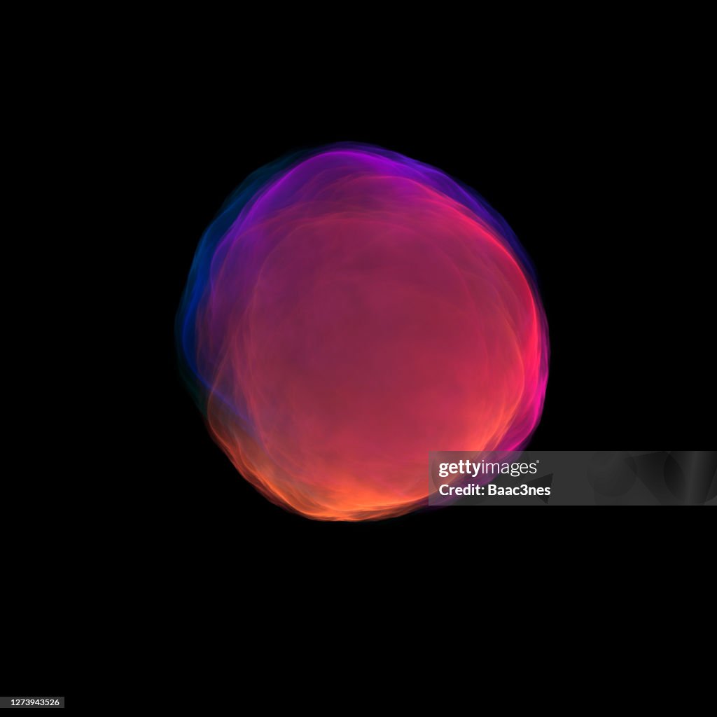 Illuminated molecule - abstract digital line art
