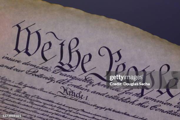 close-up of the constitution of the united states - us constitution stock-fotos und bilder