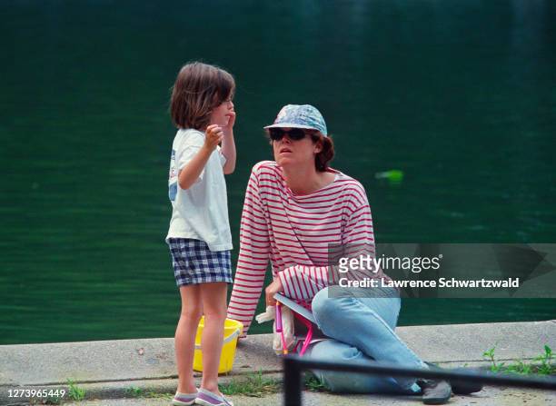 Actress Sigourney Weaver and daughter, Charlotte Simpson, spend time at the Central Park Boat Pond, NYC.July 22, 1995. Exclusive.