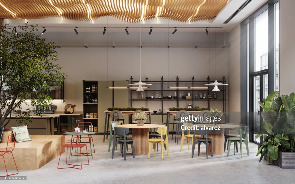 3d Rendering Of Modern Office Cafeteria High-Res Stock Photo - Getty Images