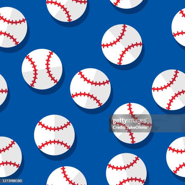 stockillustraties, clipart, cartoons en iconen met honkbal patroon plat - baseball sport