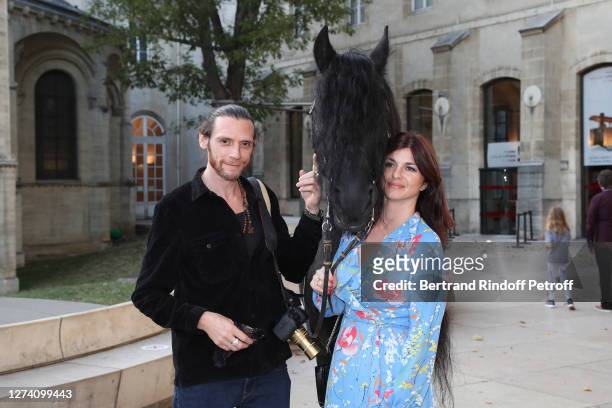 Director of the movie Amaury Voslion, Clemence Faivre-Luraschi and the horse Minos attend the "Il Medico Della Peste" Franck Sorbier Haute Couture...