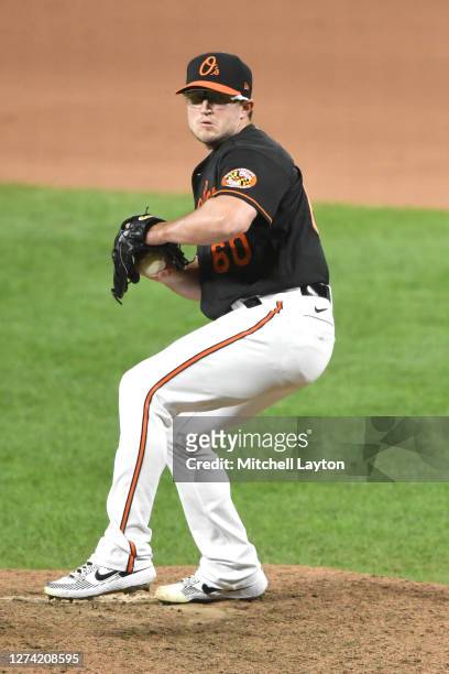 Carson Fulmer of the Baltimore Orioles pitches during a baseball game against the Tampa Bay Rays at Oriole Park at Camden Yards on September 18, 2020...