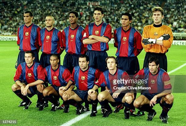 Barcelona line up before the Primera Liga match against Real Madrid at the Bernabeu in Madrid, Spain. The game ended 2-2. \ Mandatory Credit: Clive...