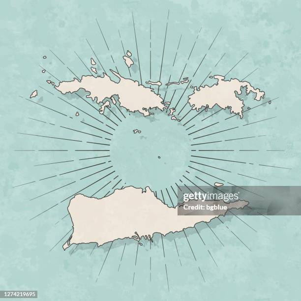 u.s. virgin islands map in retro vintage style - old textured paper - saint thomas stock illustrations