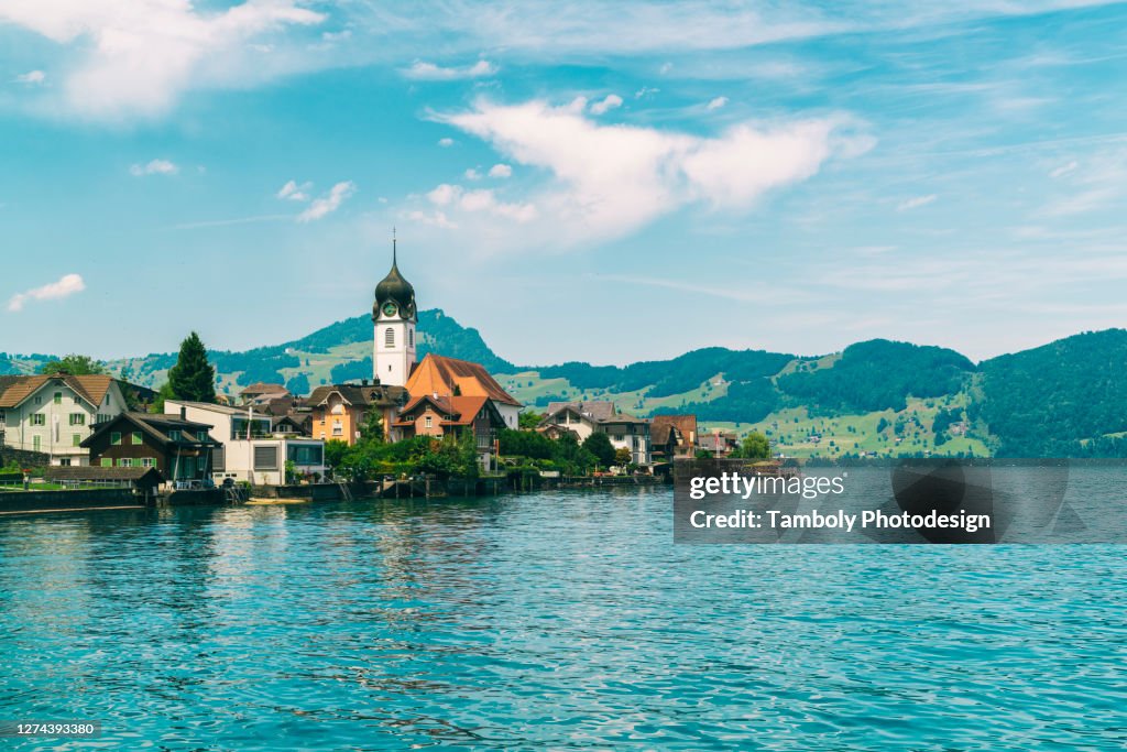 Small village at lucerne lake