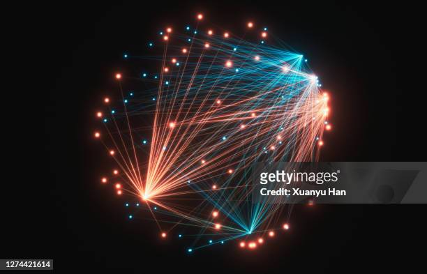 abstract particle connection network background - licht stock-fotos und bilder