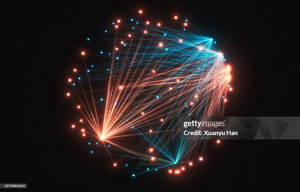 Abstract Particle connection network background