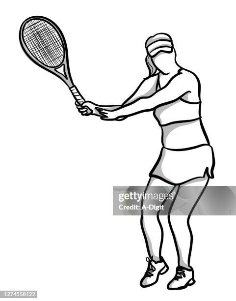 femaletennisplayerforehand - tennis player stock illustrations