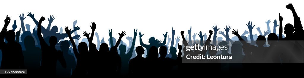 Crowd Silhouette (All People Are Complete- a Clipping Path Hides the Legs)