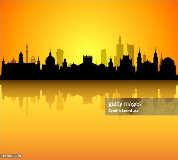 warsaw skyline (all buildings are complete and moveable) - warsaw old town square stock illustrations