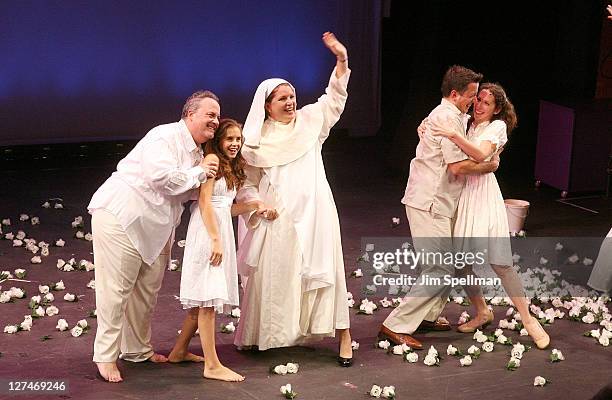Actors Daniel Marcus, Carly Rose Sonenclar, Klea Blackhurst, Stacey Todd Holt and Piper Goodeve attend the opening night curtain call for "The Big...