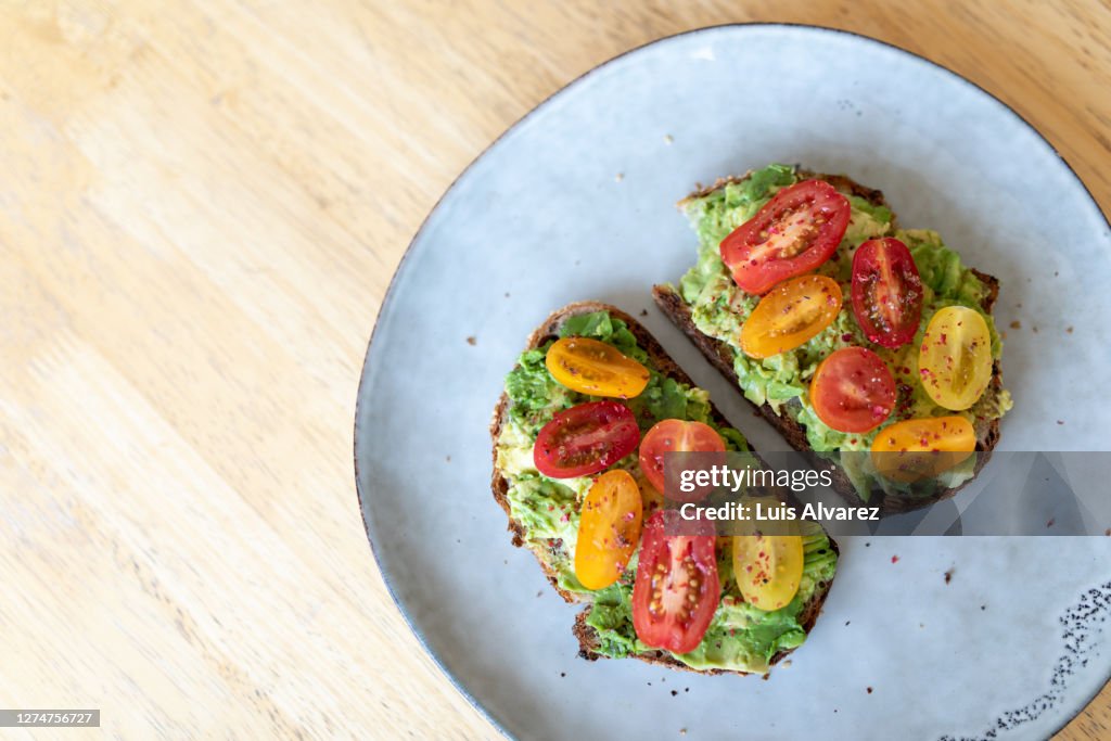 Healthy open faced sandwich for breakfast