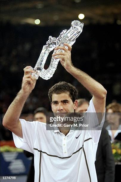 Pete Sampras of the USA receives an award after finishing the season as world no. 1 for a record sixth consecutive year at the ATP Tour World...