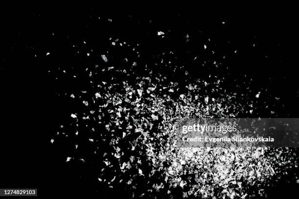 snow overlay background isolated on black. - dust overlay stock pictures, royalty-free photos & images