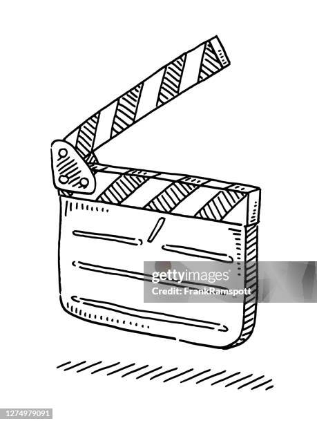 ilustrações, clipart, desenhos animados e ícones de desenho de símbolo de cinema de clapper board - claquete