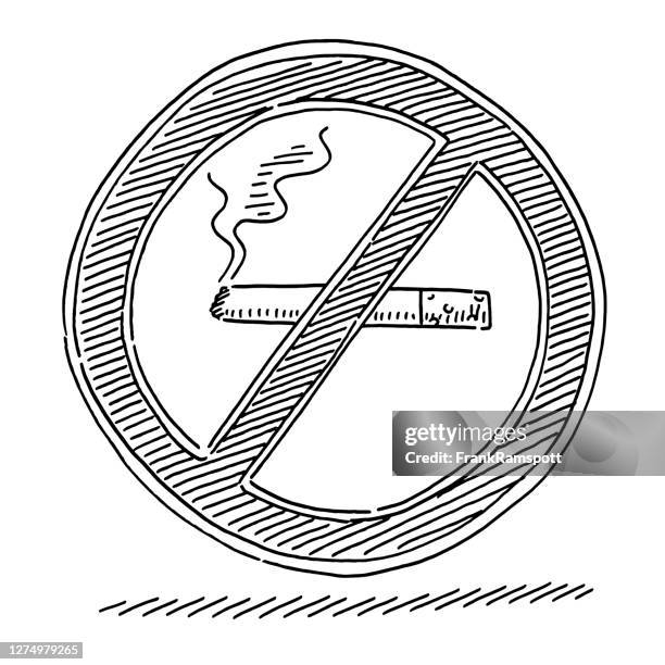 kein rauchverbot zeichen zeichnung - rauchverbotsschild stock-grafiken, -clipart, -cartoons und -symbole