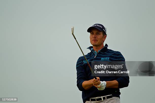 Henri Stenson of Sweden plays a shot during the first round of the 2011 Open Championship at Royal St. George's Golf Club in Sandwich, England on...