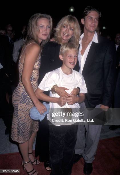 Actress Goldie Hawn, daughter Kate Hudson, son Oliver Hudson and son Wyatt Russell attend the "First Wives Club" Hollywood Premiere on September 16,...