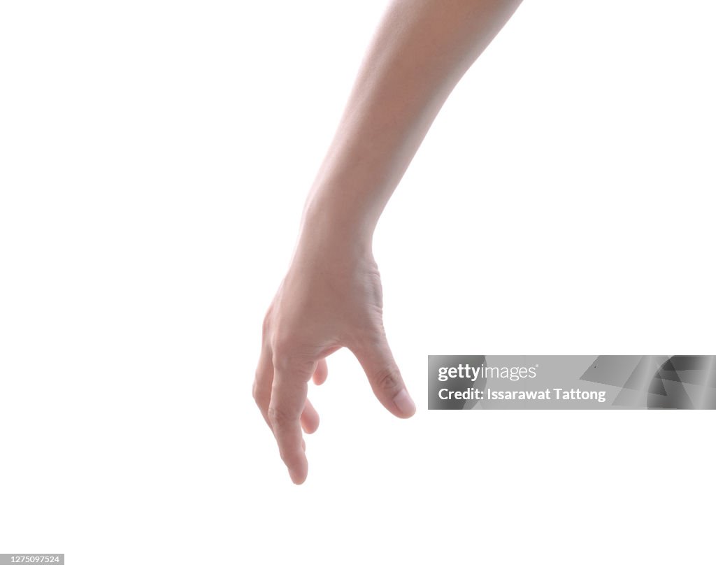 Hand pose like picking something isolated on white