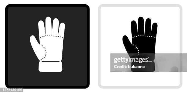 glove icon on black button with white rollover - black glove stock illustrations