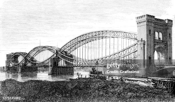 neue elbbrücke hamburg germany 1872 - elbbrücken stock-grafiken, -clipart, -cartoons und -symbole