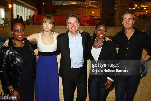 Playwrights Regina Taylor, Annie Baker, Founding Artistic Director of Signature Theatre James Houghton, playwright Katori Hall and actor Edward...