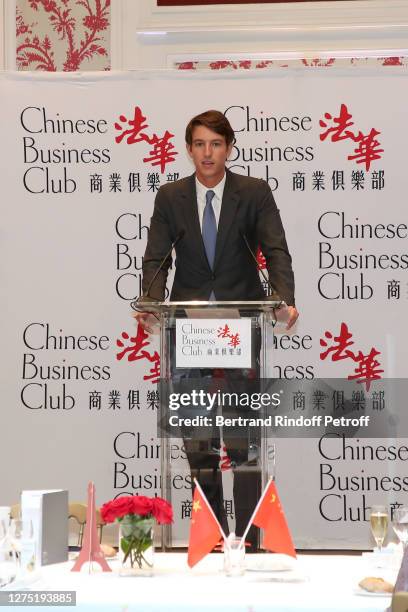 Rimowa CEO, Alexandre Arnault presents the Lunch in his Honor at Chinese Business Club at Westin Vendome on September 22, 2020 in Paris, France.