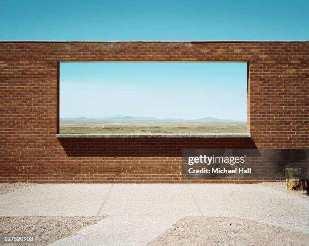 meteor crater viewpoint - window frame foto e immagini stock