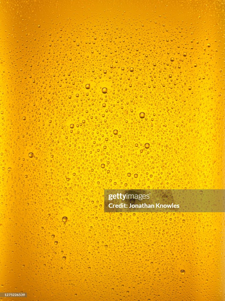 Condensation droplets on beer glass