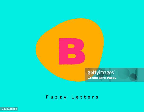 bright fuzzy letter b on a modern funky turquoise and orange background - b stock illustrations