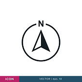 Compass icon vector design template. North Direction. Editable eps 10.