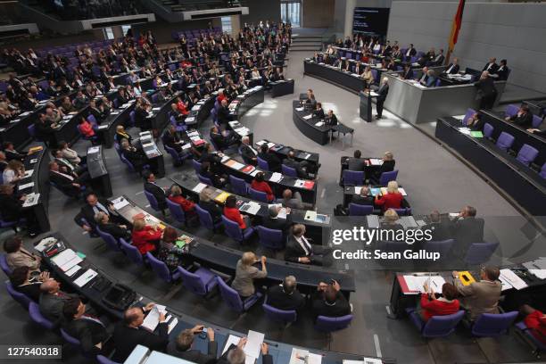 Members of the Bundestag debate an increase in funding for the European Financial Stability Facility , a measure for which they are scheduled to vote...