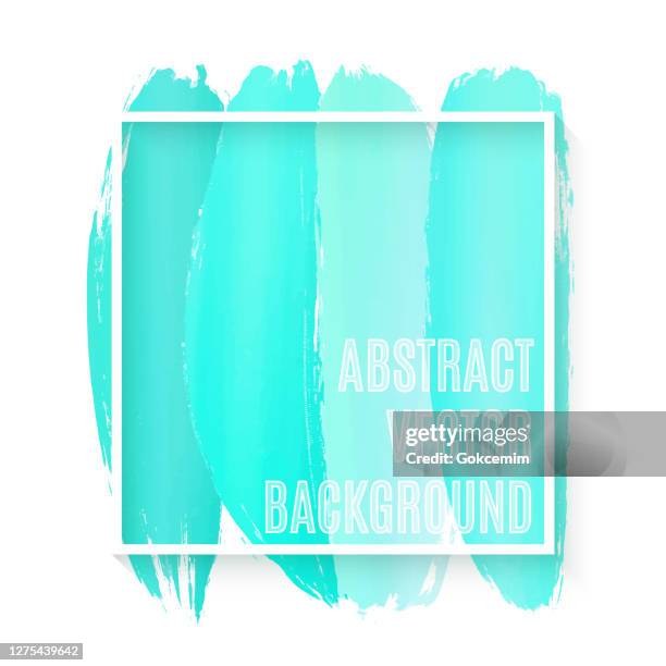 abstract turquoise colored paint brush stroke with frame isolated on white background. design element for greeting cards and labels. abstract modern turquoise colored background. - nail polish texture stock illustrations