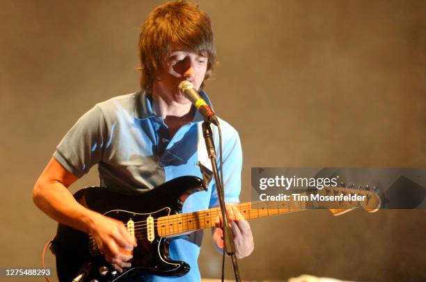 Alex Turner of Arctic Monkeys performs at the Warfield on May 31, 2006 in San Francisco, California.