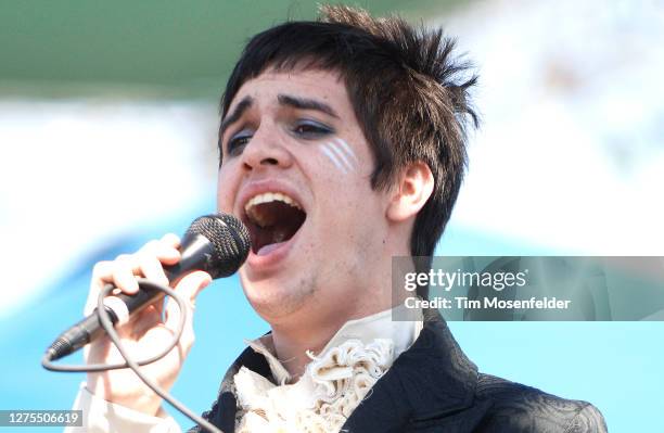 Brendon Urie of Panic! at the Disco performs during Live 105's BFD at Shoreline Amphitheatre on June 10, 2006 in Mountain View, California.